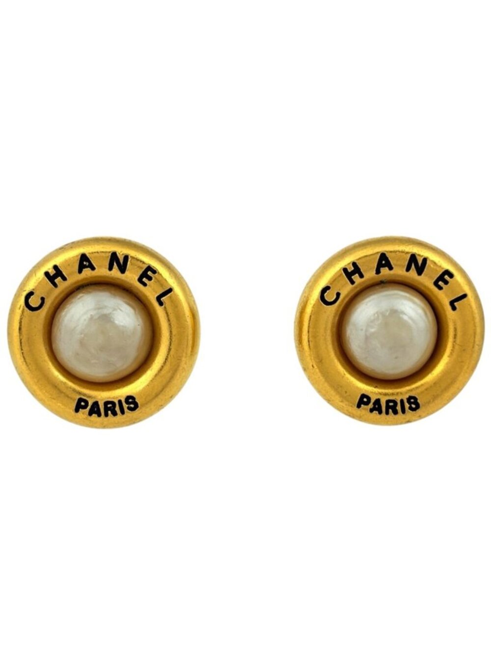 Chanel Earrings Faux Pearl Gold
